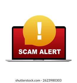 Ícone de alerta de fraude no plano de fundo vermelho. ilustração vetorial