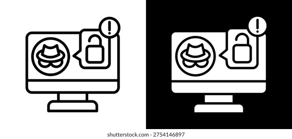 Fraud Alert Icon Whiteblack Vector Illustration