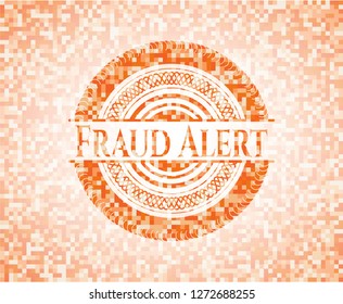 Fraud Alert orange mosaic emblem with background