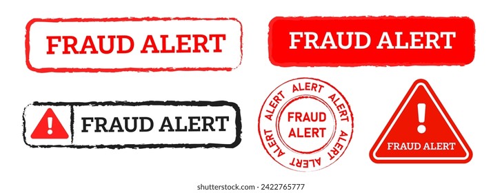 fraud alert red rubber stamp circle and square sign caution criminal extortion scam