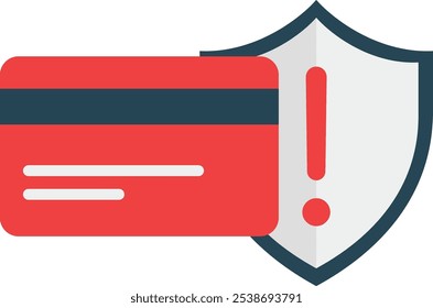 Alerta de fraude - Escudo com ponto de exclamação e símbolo de cartão de crédito para segurança