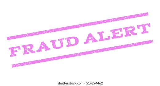 Fraud Alert watermark stamp. Text caption between parallel lines with grunge design style. Rubber seal stamp with dirty texture. Vector violet color ink imprint on a white background.