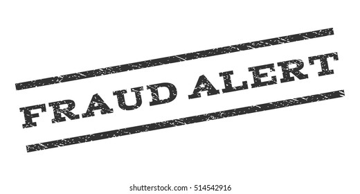 Fraud Alert watermark stamp. Text caption between parallel lines with grunge design style. Rubber seal stamp with dust texture. Vector gray color ink imprint on a white background.