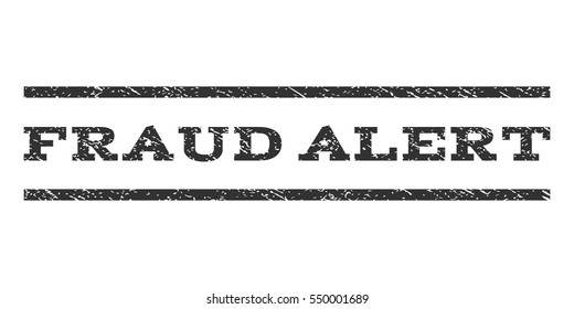 Fraud Alert watermark stamp. Text tag between horizontal parallel lines with grunge design style. Rubber seal gray stamp with scratched texture. Vector ink imprint on a white background.