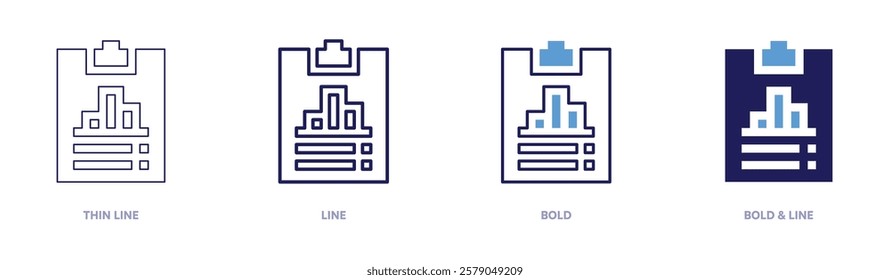 Fraud analysis icon in 4 different styles. Thin Line, Line, Bold, and Bold Line. Duotone style. Editable stroke.