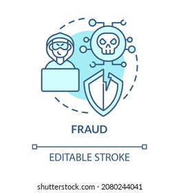 Fraud Blue Concept Icon. Online Entrepreneurship Risk Abstract Idea Thin Line Illustration. Legitimate Business. Online Shopping Scam. Vector Isolated Outline Color Drawing. Editable Stroke