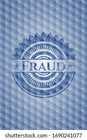 Fraud blue hexagon badge. Vector Illustration. Detailed.