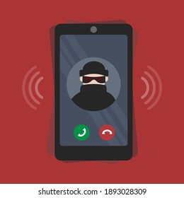 fraud calls the phone. extort money and cheat on the phone. smartphone call with unknown number
