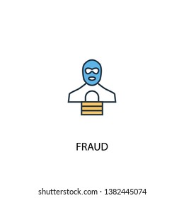 fraud concept 2 colored line icon. Simple yellow and blue element illustration. fraud concept outline symbol design