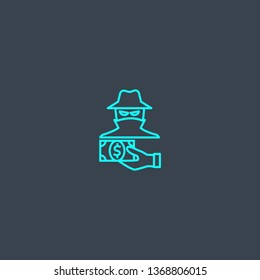 fraud concept blue line icon. Simple thin element on dark background. fraud concept outline symbol design. Can be used for web and mobile UI/UX