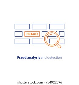 Fraud Detection And Analysis Concept, Vector Line Icon