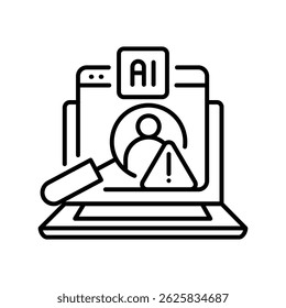 Fraud detection black line icon for digital and print projects.  Minimal clean icons for apps and websites. Modern simple icons for UI UX and branding