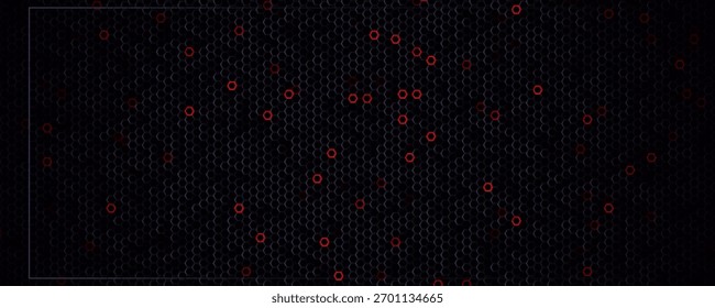 Fondo fintech de detección de fraude, elegante rejilla hexagonal con puntos de anomalía rojos. Informes de riesgos, flujos KYC, paneles AML. Contexto financiero de los bancos. Ilustración vectorial