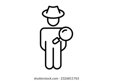 Icono de detección de fraude. detector, gente y vidrio de aumento. Diseño de estilo de icono de línea. Diseño de vector simple editable