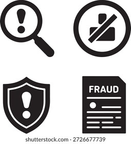 Conjunto de ícones de segurança de detecção de fraudes e verificação de identidade