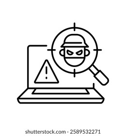 fraud detection line icon. Vector isolated element. Editable stroke.