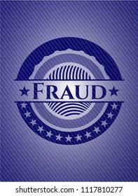 Fraud emblem with jean background