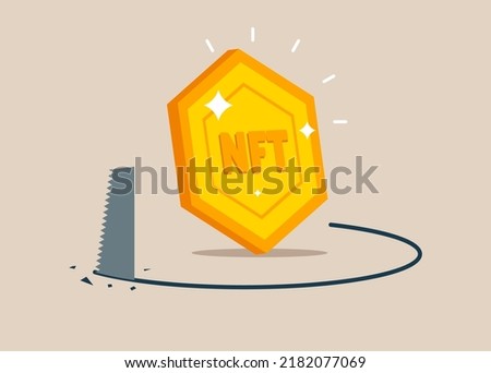 Fraud and failure business. Crisis NFT token poor and loan away trap metaphor. Money budget theft and mistake cost steal expensive coin. Finance risk problem.