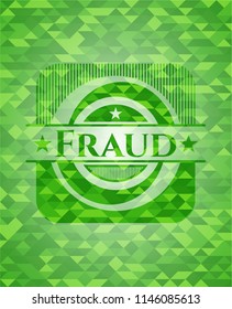 Fraud green emblem with mosaic background