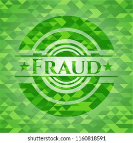 Fraud green emblem. Mosaic background