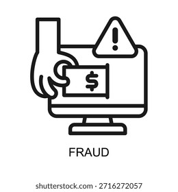Ilustración vectorial de línea de icono de fraude
