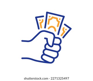 Fraud icon. Money bribe crime sign. Cash scam symbol. Colorful thin line outline concept. Linear style fraud icon. Editable stroke. Vector