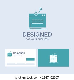 fraud, internet, login, password, theft Business Logo Glyph Icon Symbol for your business. Turquoise Business Cards with Brand logo template.