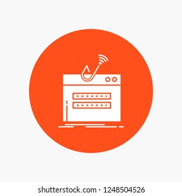 fraud, internet, login, password, theft White Glyph Icon in Circle. Vector Button illustration