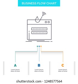 fraud, internet, login, password, theft Business Flow Chart Design with 3 Steps. Line Icon For Presentation Background Template Place for text