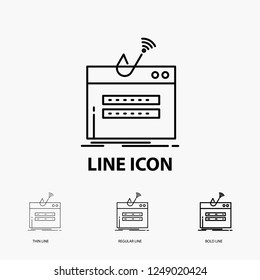 fraud, internet, login, password, theft Icon in Thin, Regular and Bold Line Style. Vector illustration