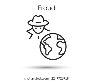 Fraud Line Icon. Spy, Dieb oder Hacker-Zeichen. Symbol für Cyberhack. Illustration für Web- und mobile App. Strichstil-Geldbetrug-Symbol Bearbeitbarer Strich-Online-Betrug. Spy Agent Person. Vektorgrafik