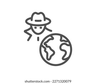 Icono de línea de fraude. Señal de espías de ladrones. Símbolo de hackeo cibernético. Elemento de diseño de calidad. Icono de fraude de estilo lineal. Trazo editable. Vector