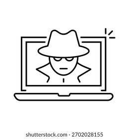 Symbol für Betrugslinie. Spion-, Dieb- oder Hackerzeichen. Cyber-Hack-Symbol.