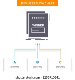 fraud, link, maleficient, malicious, script Business Flow Chart Design with 3 Steps. Glyph Icon For Presentation Background Template Place for text.