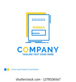 fraud, link, maleficient, malicious, script Blue Yellow Business Logo template. Creative Design Template Place for Tagline.