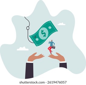 Fraud money, scam investment or ponzi scheme, financial crime, cheating or bait for illegal investing.character for design.
