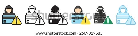 Fraud multi style, mini illustration icon set. outline, flat, glyph, line color, UI, UX, app and web, digital or print. vector EPS 10 related to payment service, economy, ecommerce, market