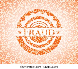 Fraud orange mosaic emblem with background