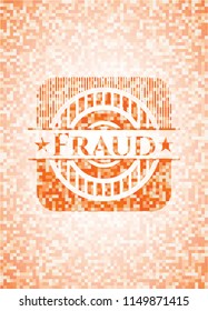 Fraud orange tile background illustration. Square geometric mosaic seamless pattern with emblem inside.