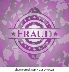 Fraud pink and purple camo emblem. Vector Illustration. Detailed. 