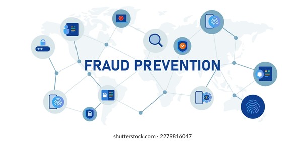 Fraud prevention security protection biometric login icon set