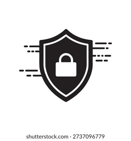 Fraud protection financial security shield silhouette icon