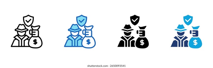 Fraud Protection icon Multi Style Vector Illustration