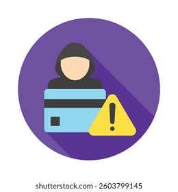 Fraud rounded flat mini illustration color icon, use for economy, business, finance, ecommerce, payment service UI, UX kit, app and web development, digital or print.