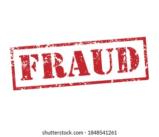 Fraud rubber stamp icon. Grunge style texture. Red vintage treason seal. Aged and damaged sticker label. Scratched sign. Isolated on white background. Vector illustration image.
