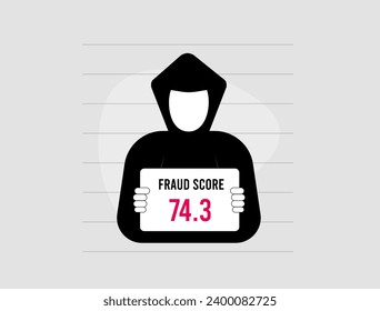 Fraud score concept. Transactions Fraud Detection and Monitoring. Customer risk assessment for KYC. Fraud scoring vector illustration isolated on white background with icons