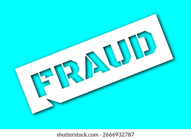 Fraud speech bubble cut out, white tag on blue background