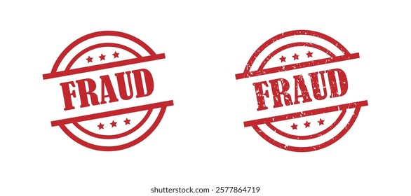  Fraud Stamps Seal set vector. Red rubber stamp with text fraud. fraud circle Rubber stamp Design.