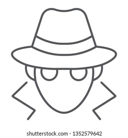 Fraud thin line icon, anonymity and agent, spy sign, vector graphics, a linear pattern on a white background, eps 10.