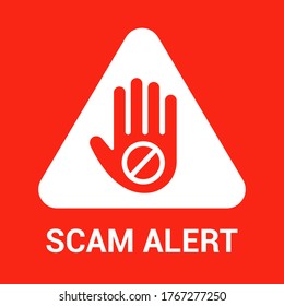 Fraud Warning. Hand Gesture Of A Stopping User From Hackers. Flat Vector Illustration.